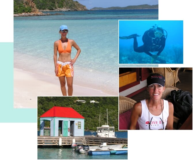 A composite of Kate Byars island life which includes scuba diving, walks on the beach, and more.